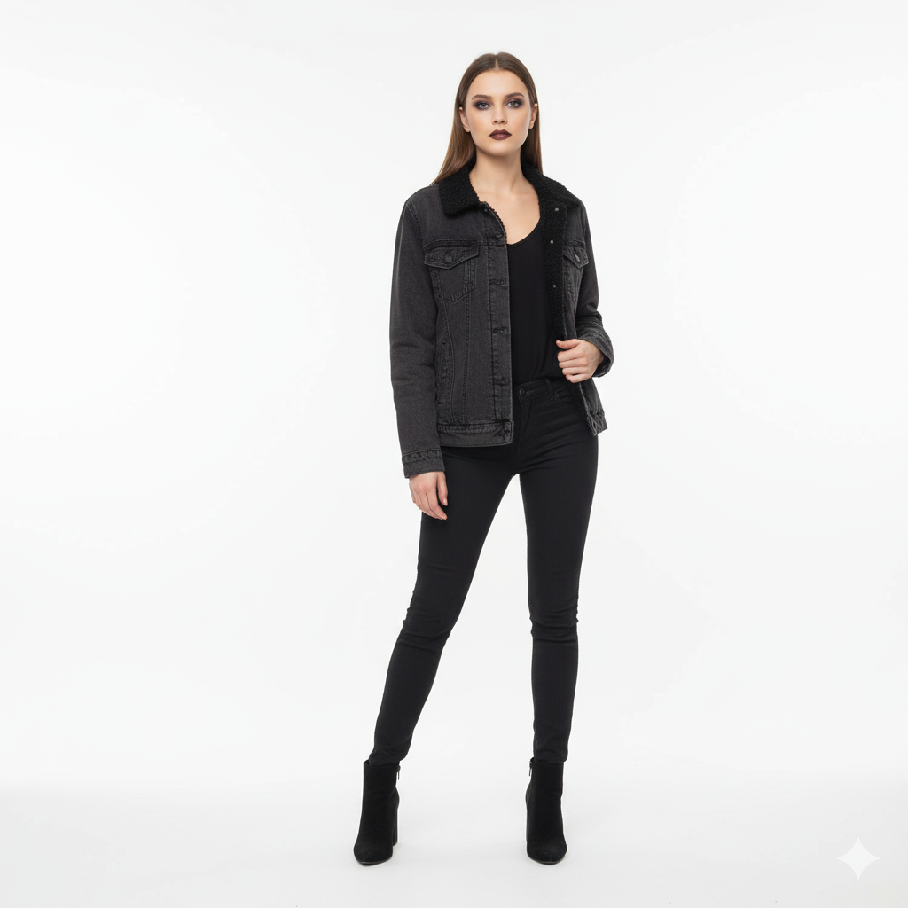 DAZMond Black Sherpa Denim Jacket