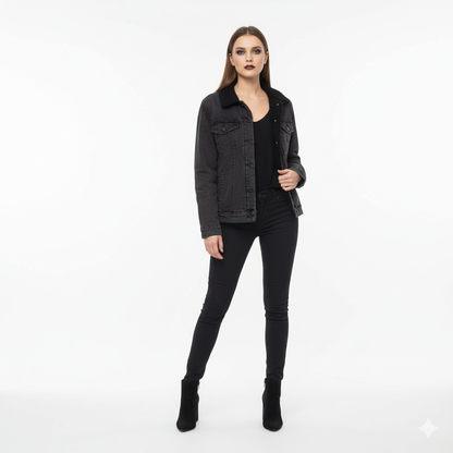 DAZMond Black Sherpa Denim Jacket