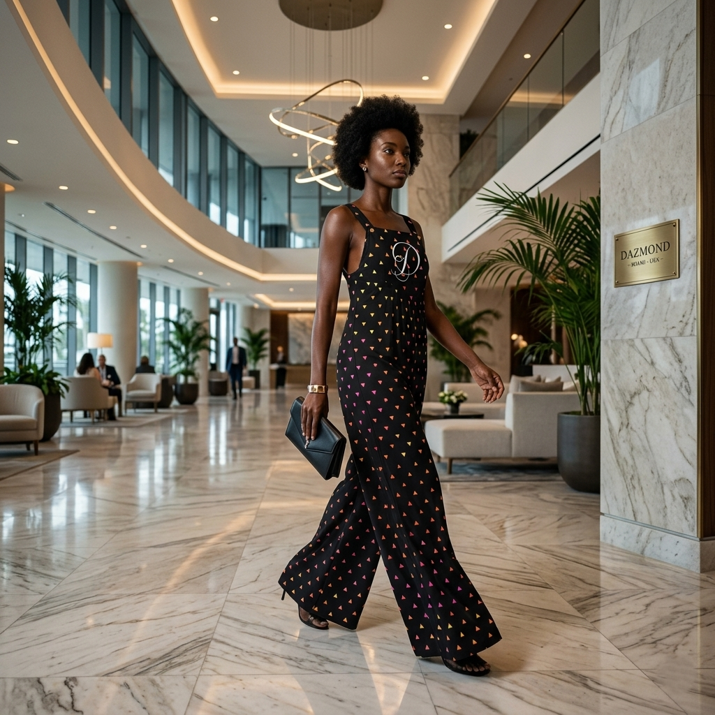 DAZMOND® "Prism Triangle" Wide-Leg Dungarees
