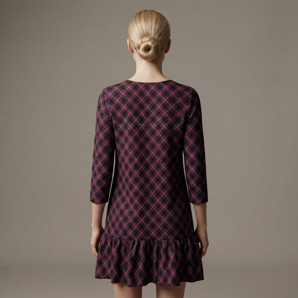 DAZMOND® Luxury "Neon Tartan" Ruffle Mini Dress