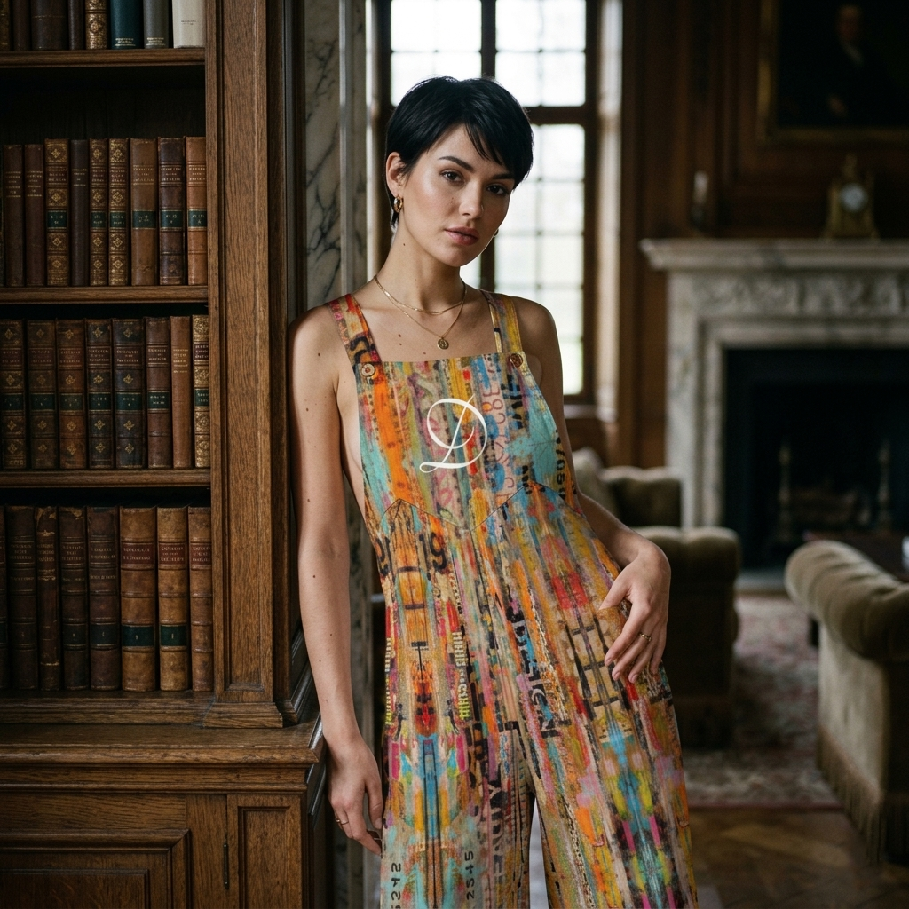DAZMOND® "Urban Collage" Wide-Leg Dungarees