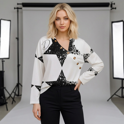 DAZMOND® Luxury "Stellar Nexus" Asymmetrical Button-Up Shirt
