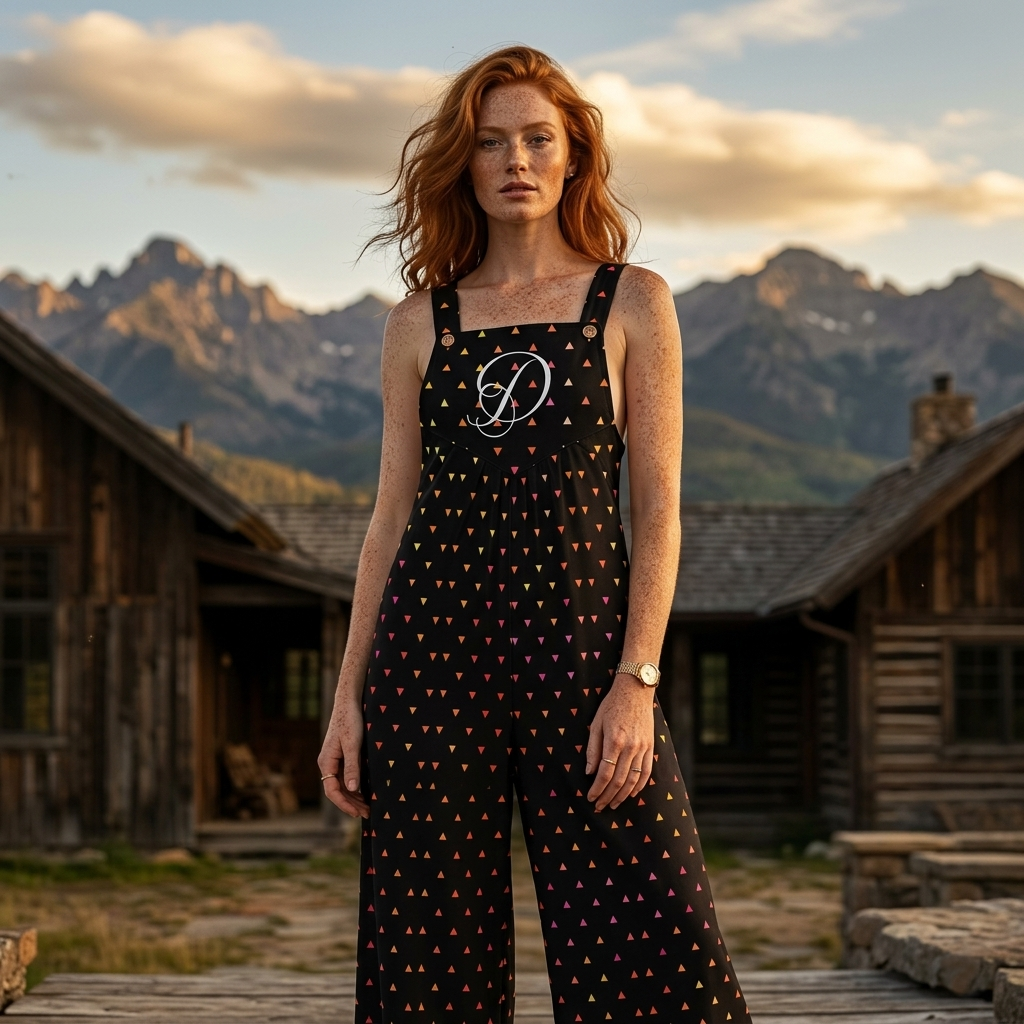 DAZMOND® "Prism Triangle" Wide-Leg Dungarees