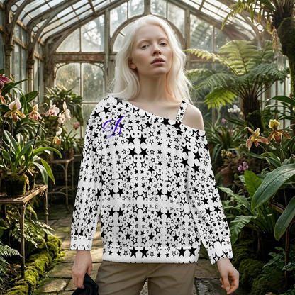 DAZMOND® Luxury "Stellar Silhouette" Cold Shoulder Sweatshirt