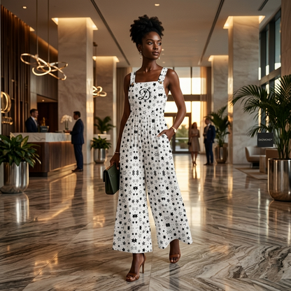 DAZMOND® "Stardust Monochrome" Wide-Leg Dungarees
