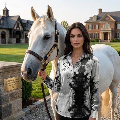 DAZMOND® Luxury "Golden Heraldry" Silk Velvet Blouse