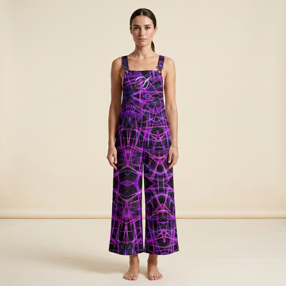 DAZMOND® "Neon Cybergrid" Wide-Leg Dungarees