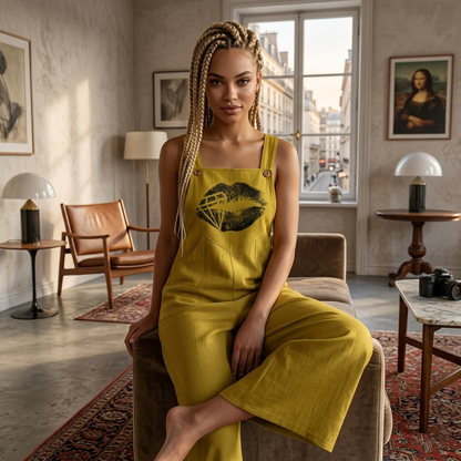 DAZMOND® "Olive Velvet Kiss" Wide-Leg Jumpsuit