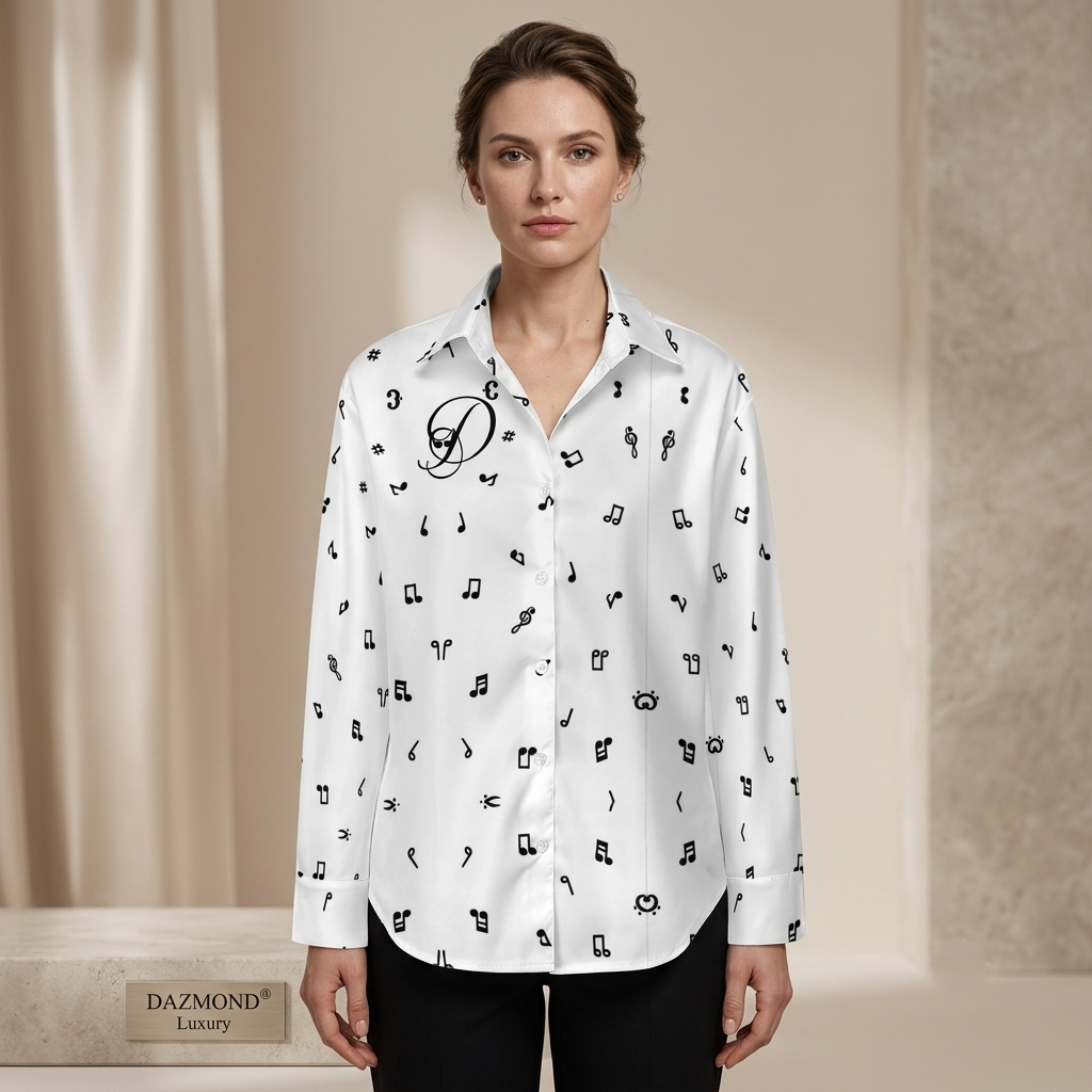 DAZMOND® Luxury "Golden Chains" Silk Velvet Blouse