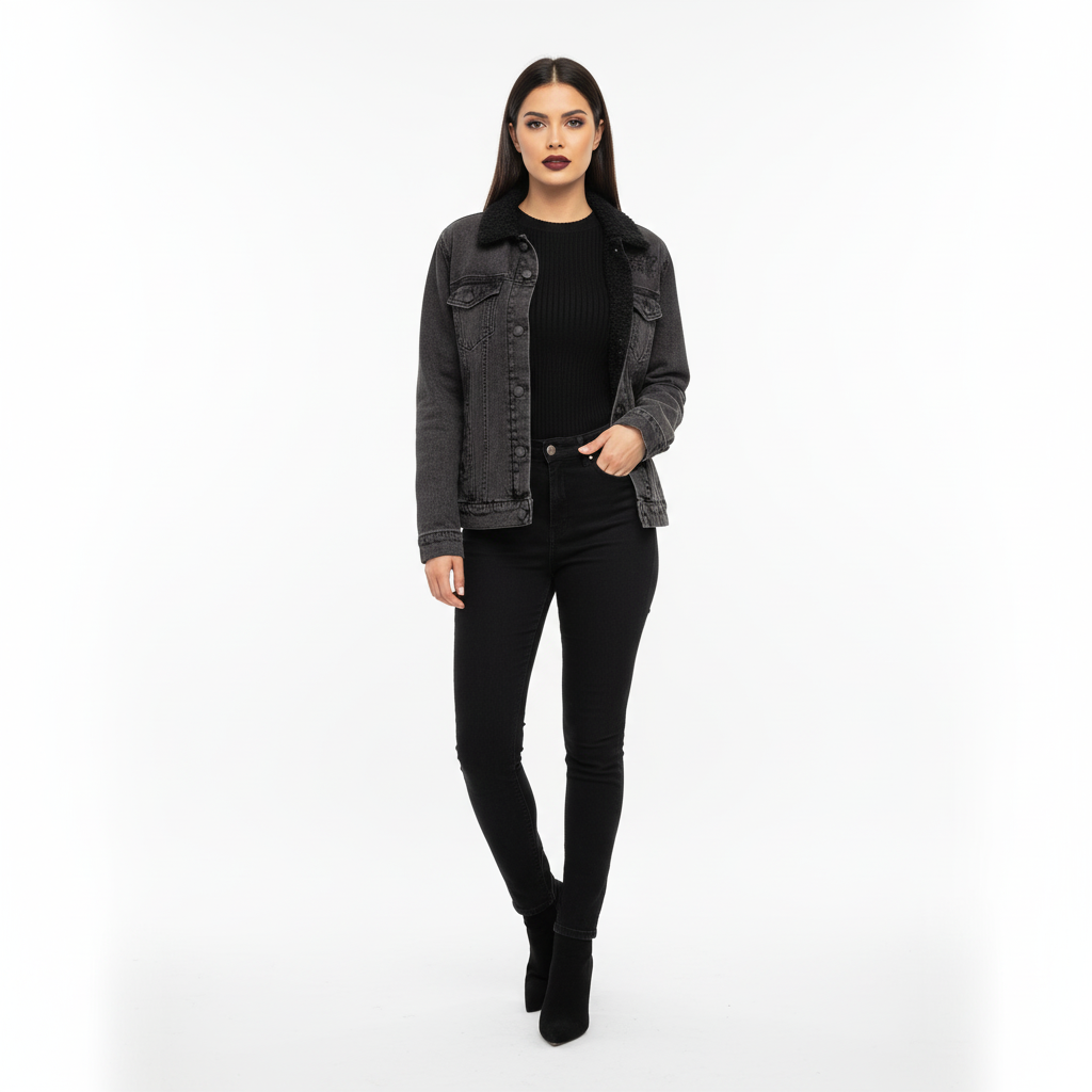 DAZMond Black Sherpa Denim Jacket