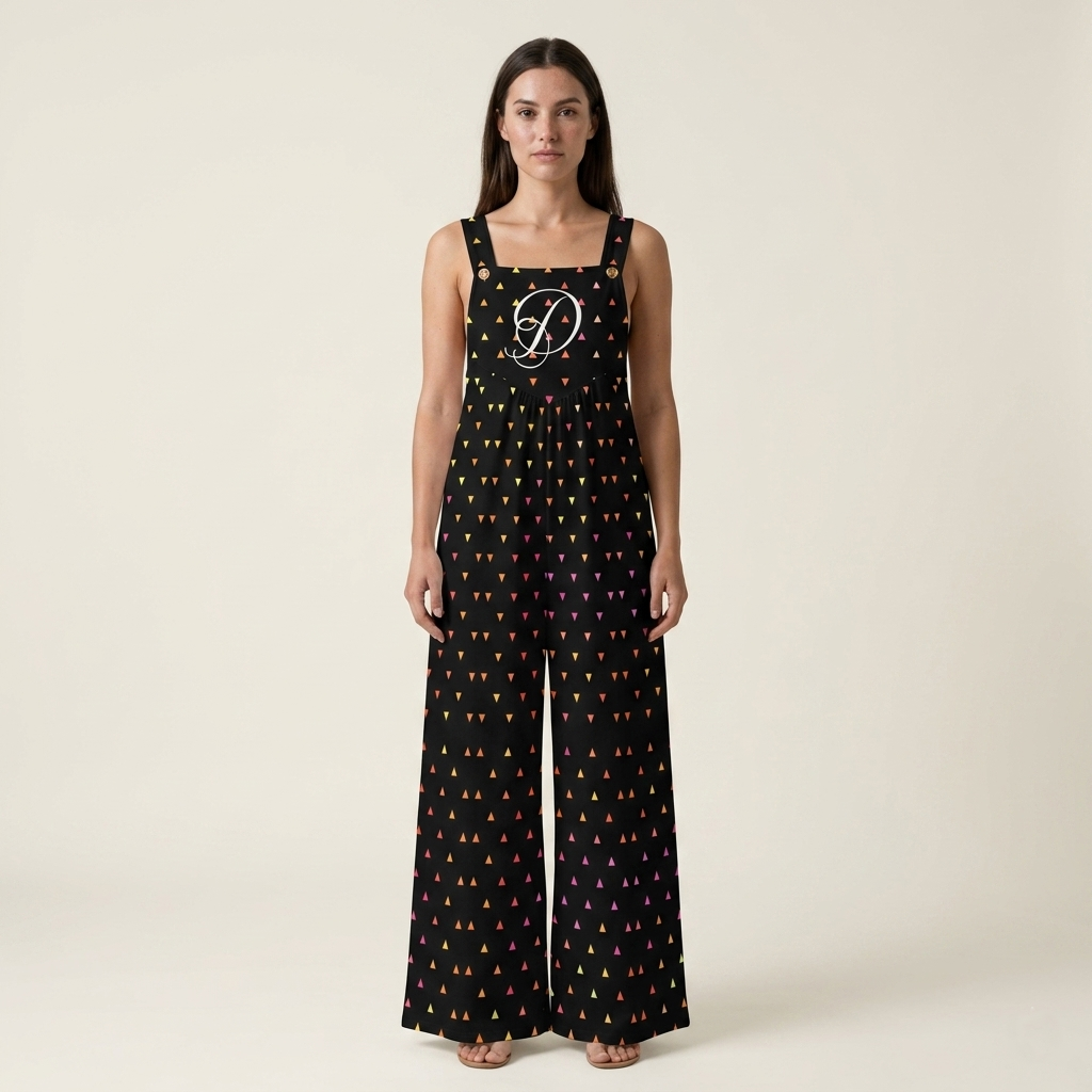 DAZMOND® "Prism Triangle" Wide-Leg Dungarees