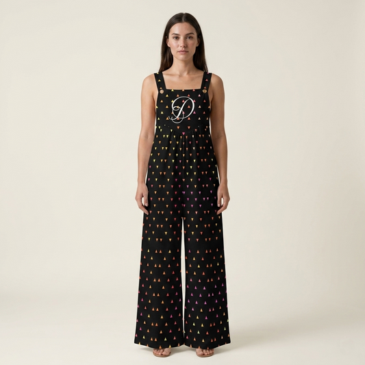 DAZMOND® "Prism Triangle" Wide-Leg Dungarees