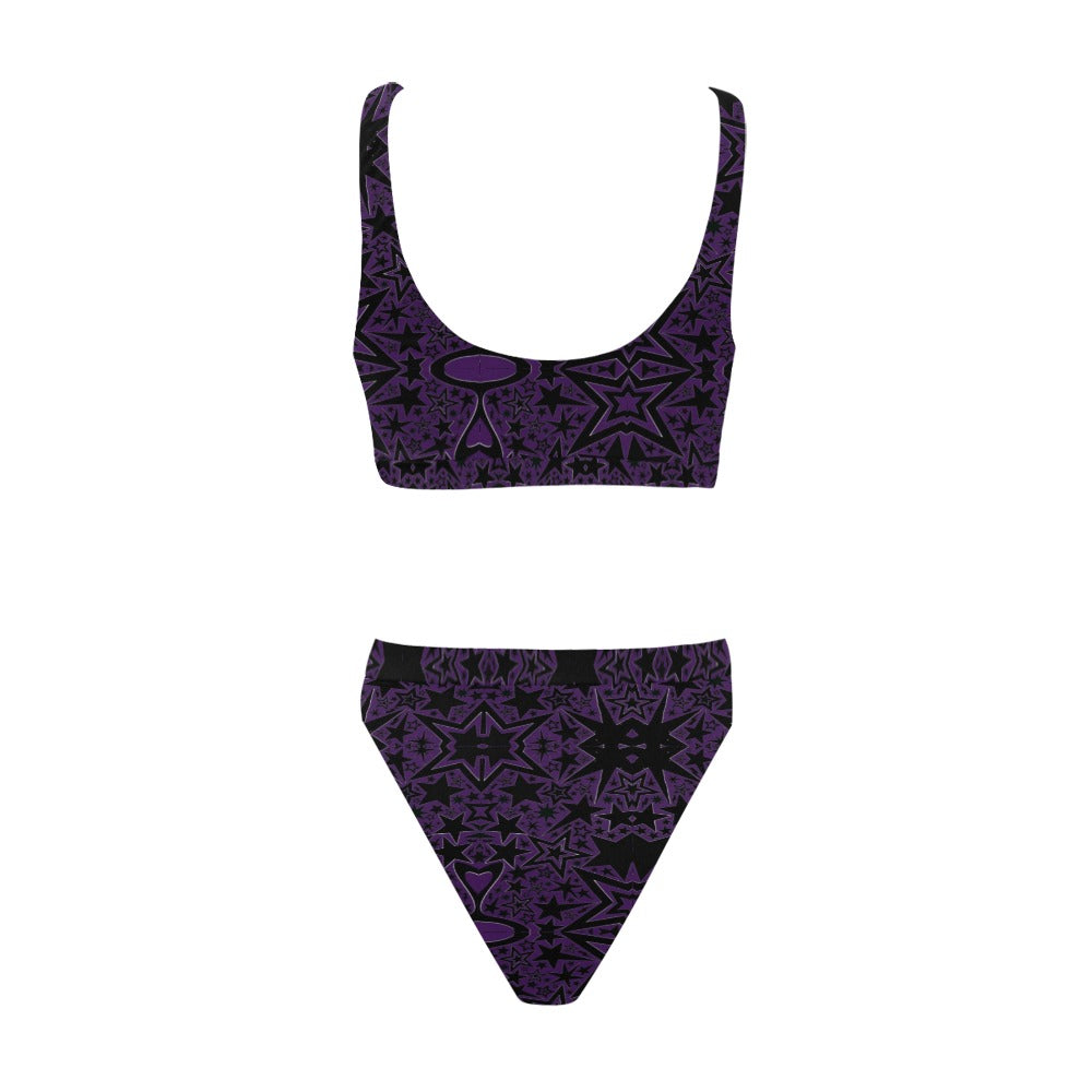 DAZMOND® Luxury "Dark Stellar" Sport Top & High-Waisted Bikini