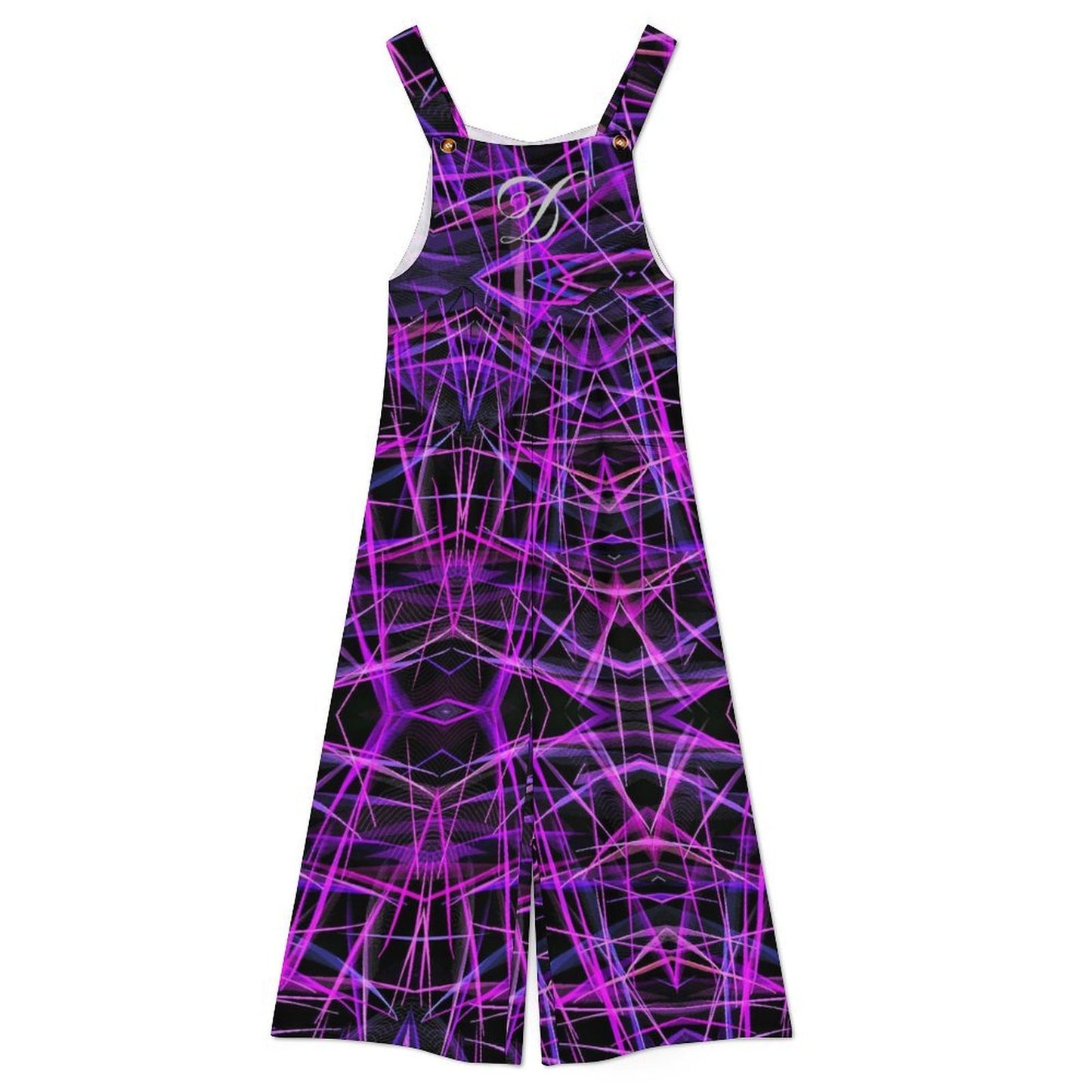 DAZMOND® "Neon Cybergrid" Wide-Leg Dungarees